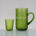 Solid Glass Pitcher With Leaf Patter Glass Tumbler